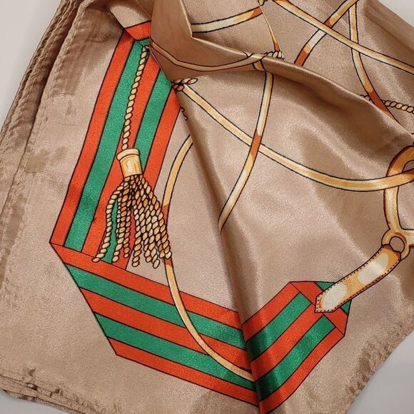 Tan luxury scarf head wrap accessory nautical designed - Picture 3 of 3